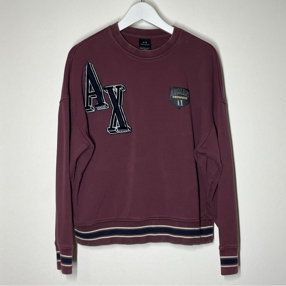 Men’s Armani Exchange Icon Period Crewneck Sweatshirt Embroidered Sustainability